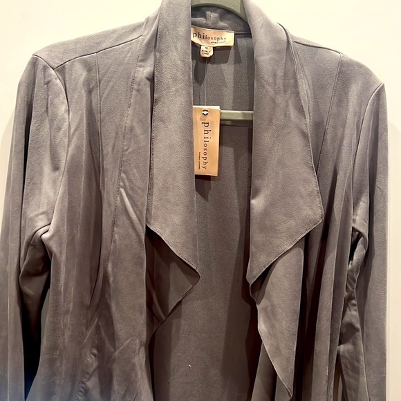 NWT Philosophy Republic Clothing Grey Faux Leather jacket. Size M - Picture 3 of 5